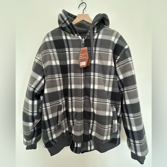 Reversible Heavy Thick Flannel Plaid Jacket Sherpa Fleece Lined Hoodie Size: XL - Picture 3 of 9